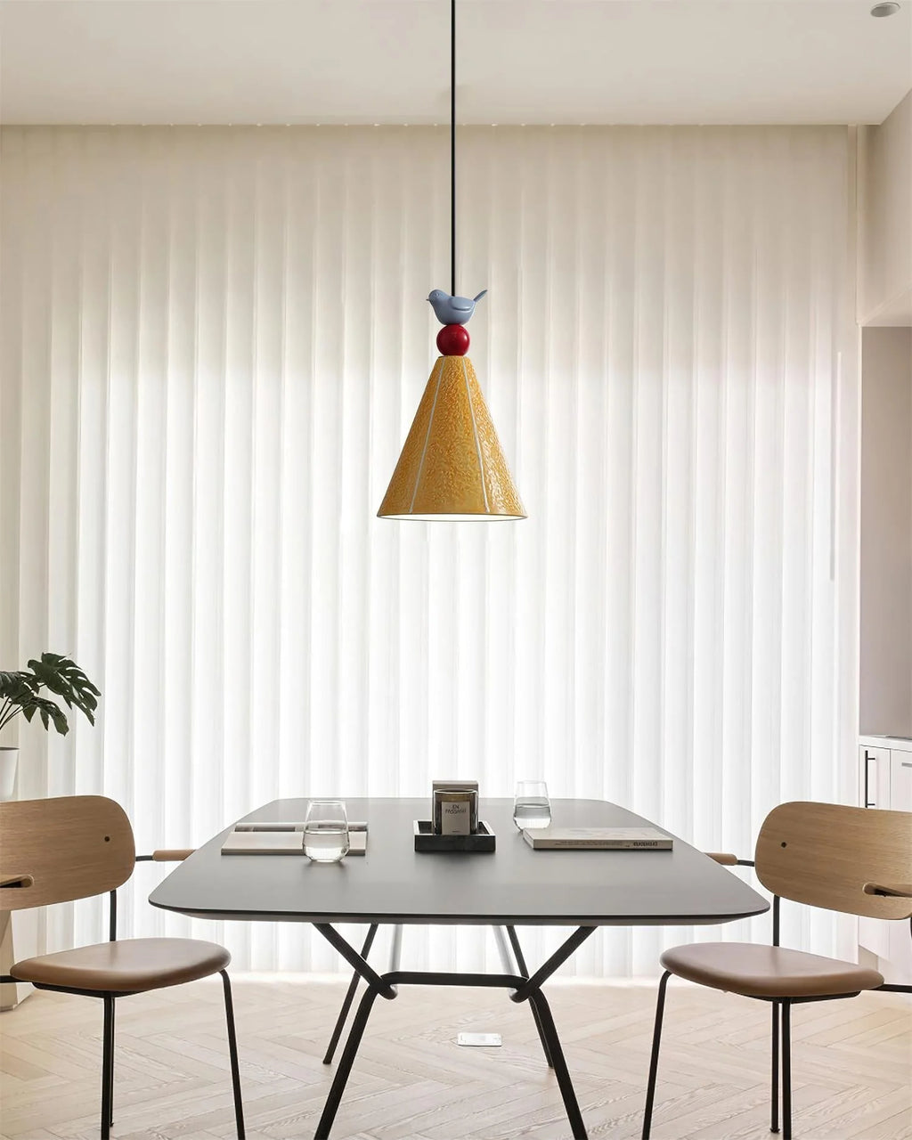 Pendant Lamp | Ceramic Shade & Dimmer-Compatible | Dia 17 cm x H 30 cm