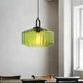 Pendant Lamp | Colored Glass & Metal Frame | Height Adjustable