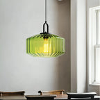 Pendant Lamp | Colored Glass & Metal Frame | Height Adjustable