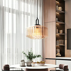 Pendant Lamp | Colored Glass & Metal Frame | Height Adjustable