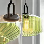 Pendant Lamp | Colored Glass & Metal Frame | Height Adjustable