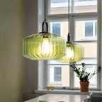 Pendant Lamp | Colored Glass & Metal Frame | Height Adjustable