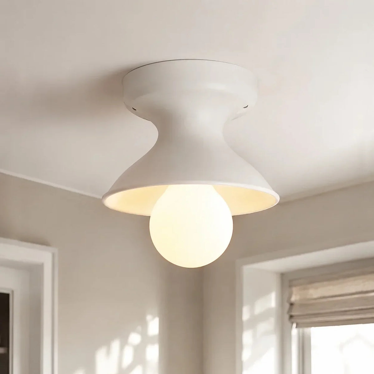 Pendant Lamp | Compact Glazed Ceramic & Open-Bulb | Six Colors