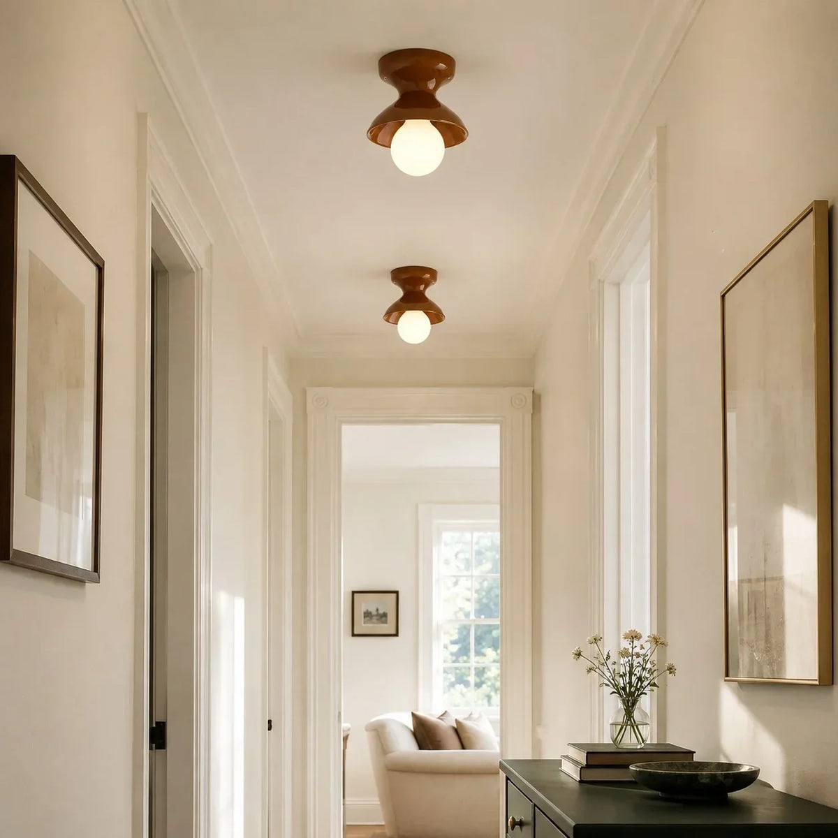Pendant Lamp | Compact Glazed Ceramic & Open-Bulb | Six Colors