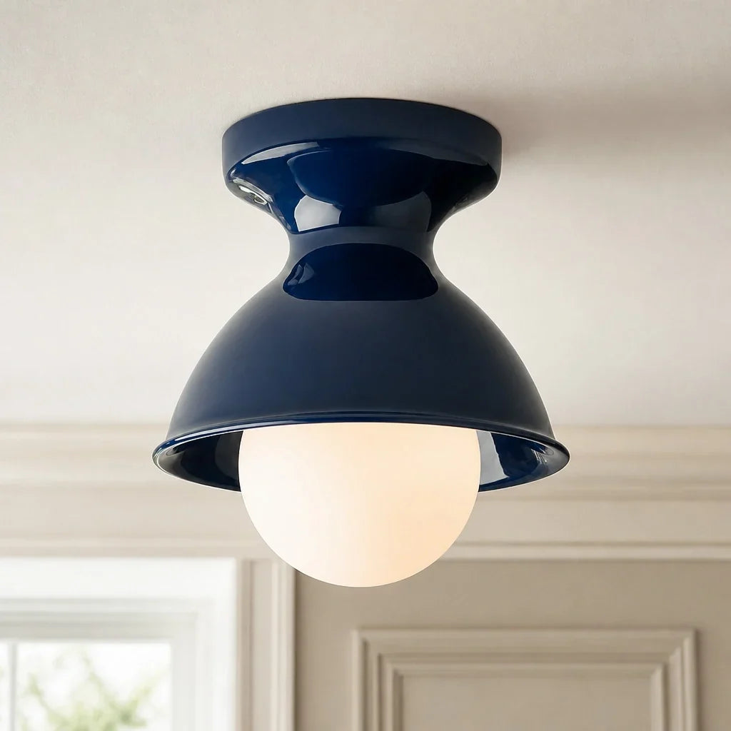 Pendant Lamp | Compact Glazed Ceramic & Open-Bulb | Six Colors