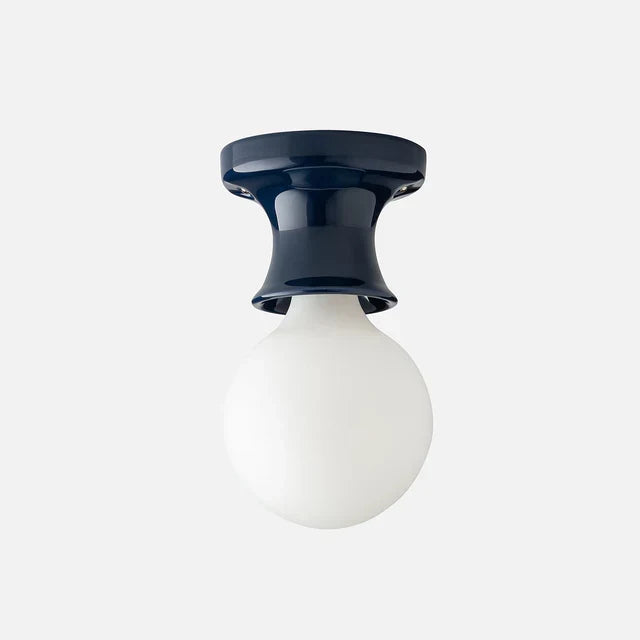 Pendant Lamp | Compact Glazed Ceramic & Open-Bulb | Six Colors