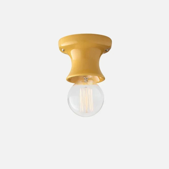Pendant Lamp | Compact Glazed Ceramic & Open-Bulb | Six Colors