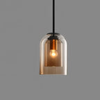 Pendant Lamp | Double Glass Shade Amber & Smoke Gray