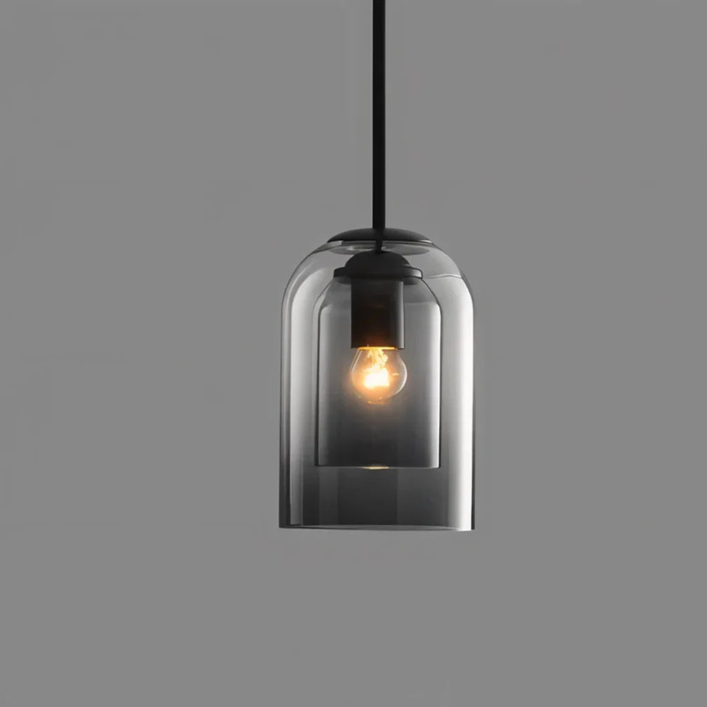 Pendant Lamp | Double Glass Shade Amber & Smoke Gray