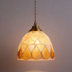Pendant Lamp | Handmade Shell Shade & Brass Body | Adjustable Height