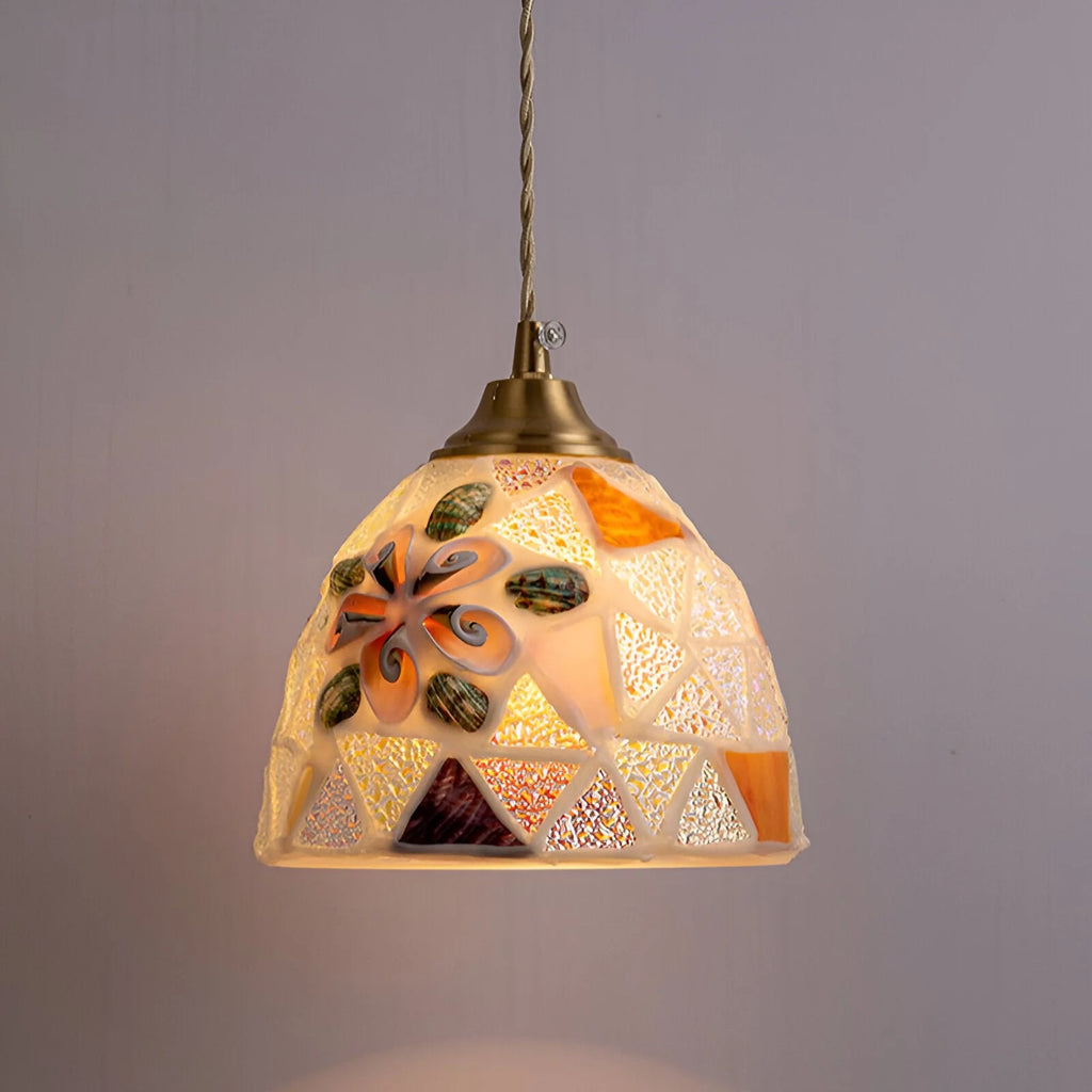 Pendant Lamp | Handmade Shell Shade & Brass Body | Adjustable Height