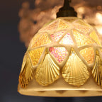 Pendant Lamp | Handmade Shell Shade & Brass Body | Adjustable Height