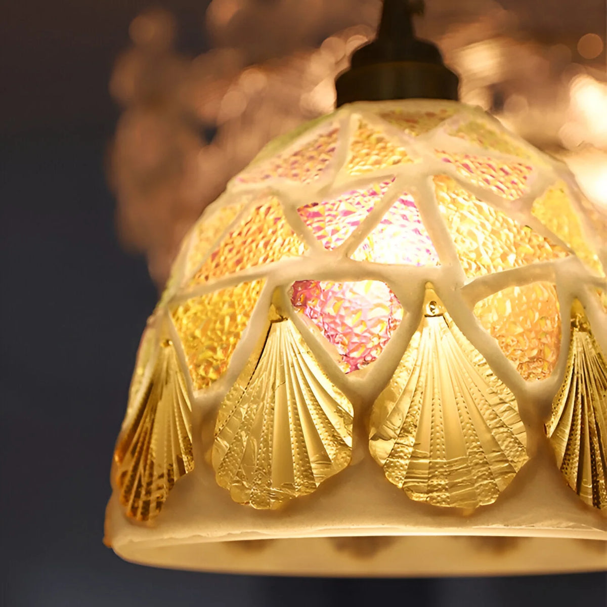 Pendant Lamp | Handmade Shell Shade & Brass Body | Adjustable Height