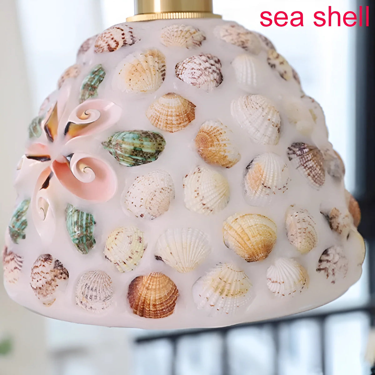 Pendant Lamp | Handmade Shell Shade & Brass Body | Adjustable Height