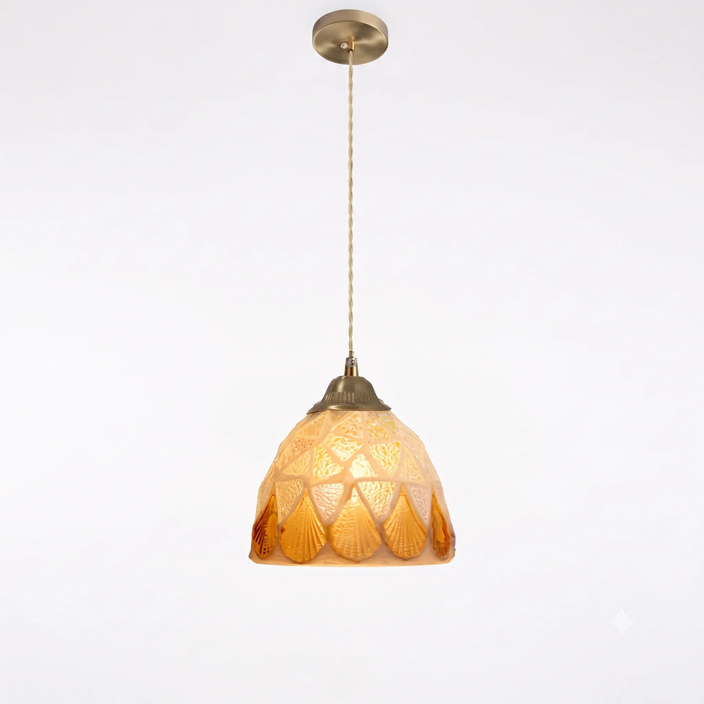 Pendant Lamp | Handmade Shell Shade & Brass Body | Adjustable Height
