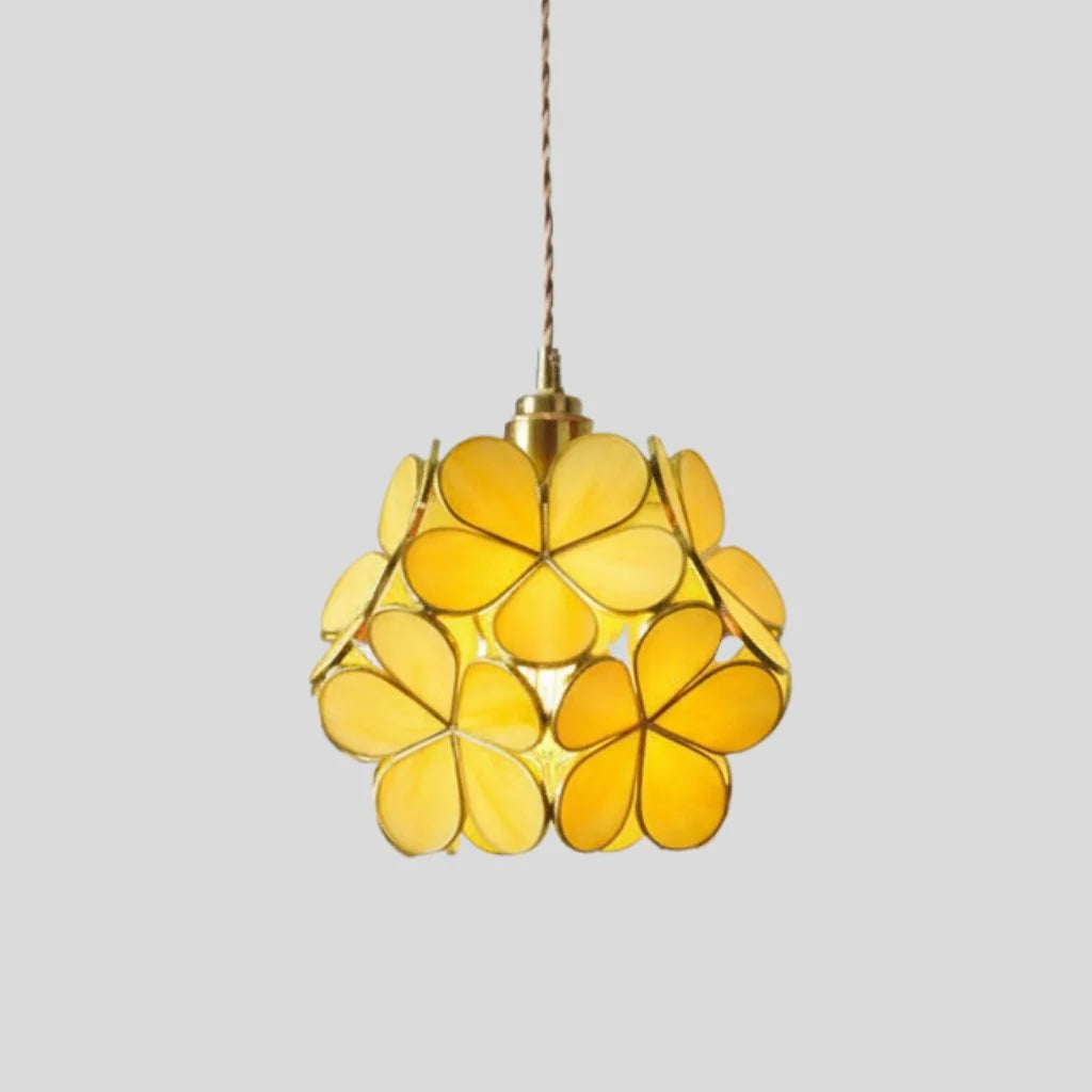 Pendant Lamp | Handmade Tiffany Glass & Metal Fixture | Adjustable 100 cm Chain