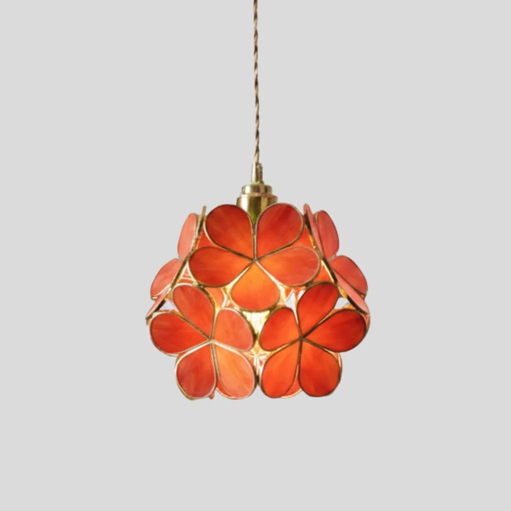 Pendant Lamp | Handmade Tiffany Glass & Metal Fixture | Adjustable 100 cm Chain