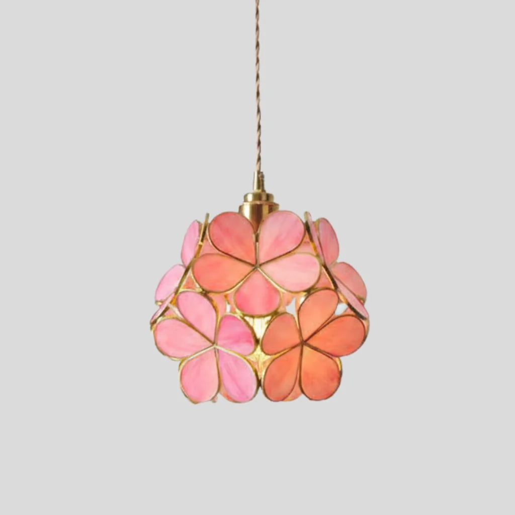 Pendant Lamp | Handmade Tiffany Glass & Metal Fixture | Adjustable 100 cm Chain