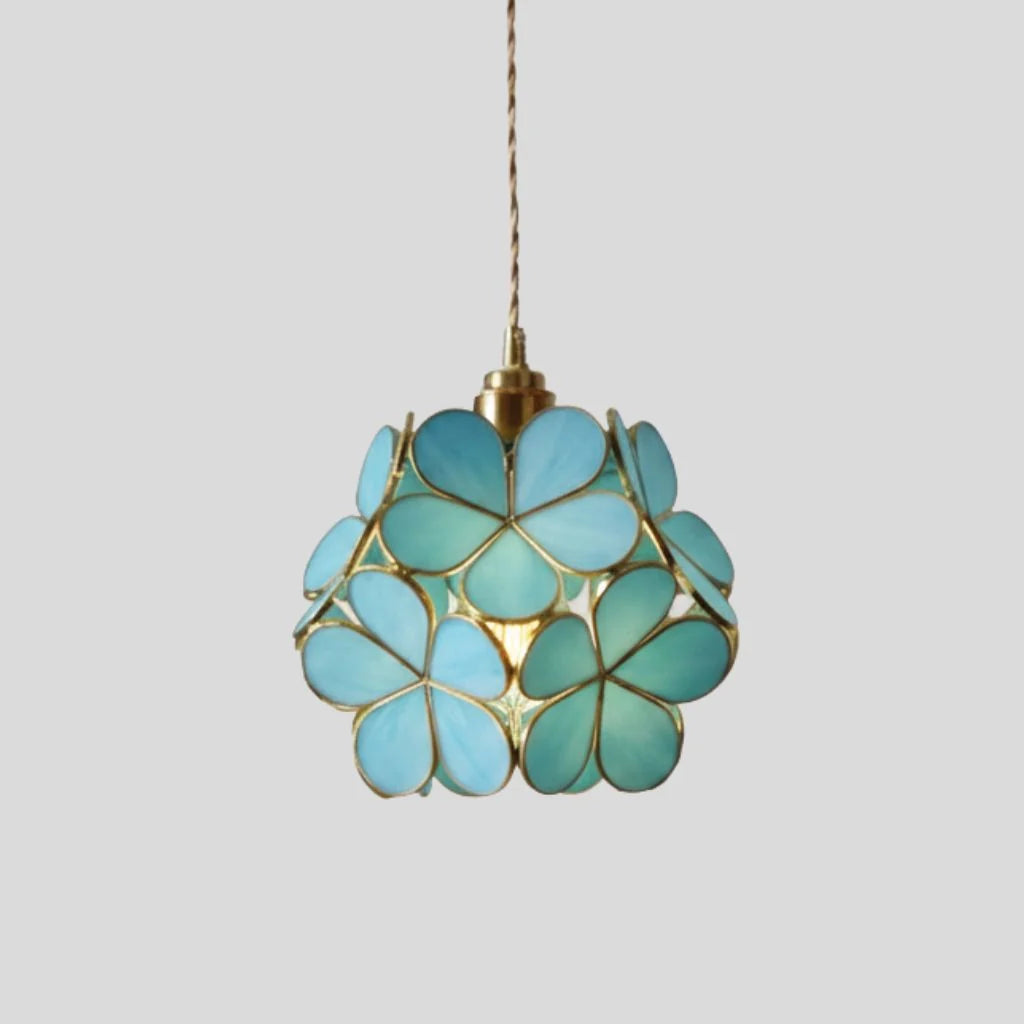 Pendant Lamp | Handmade Tiffany Glass & Metal Fixture | Adjustable 100 cm Chain