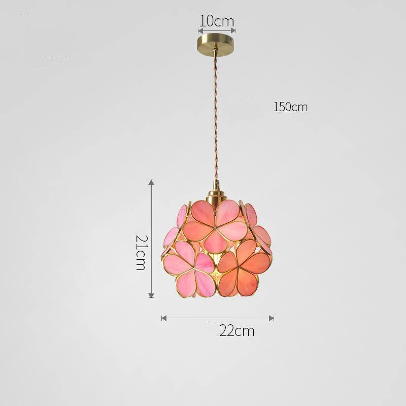 Pendant Lamp | Handmade Tiffany Glass & Metal Fixture | Adjustable 100 cm Chain