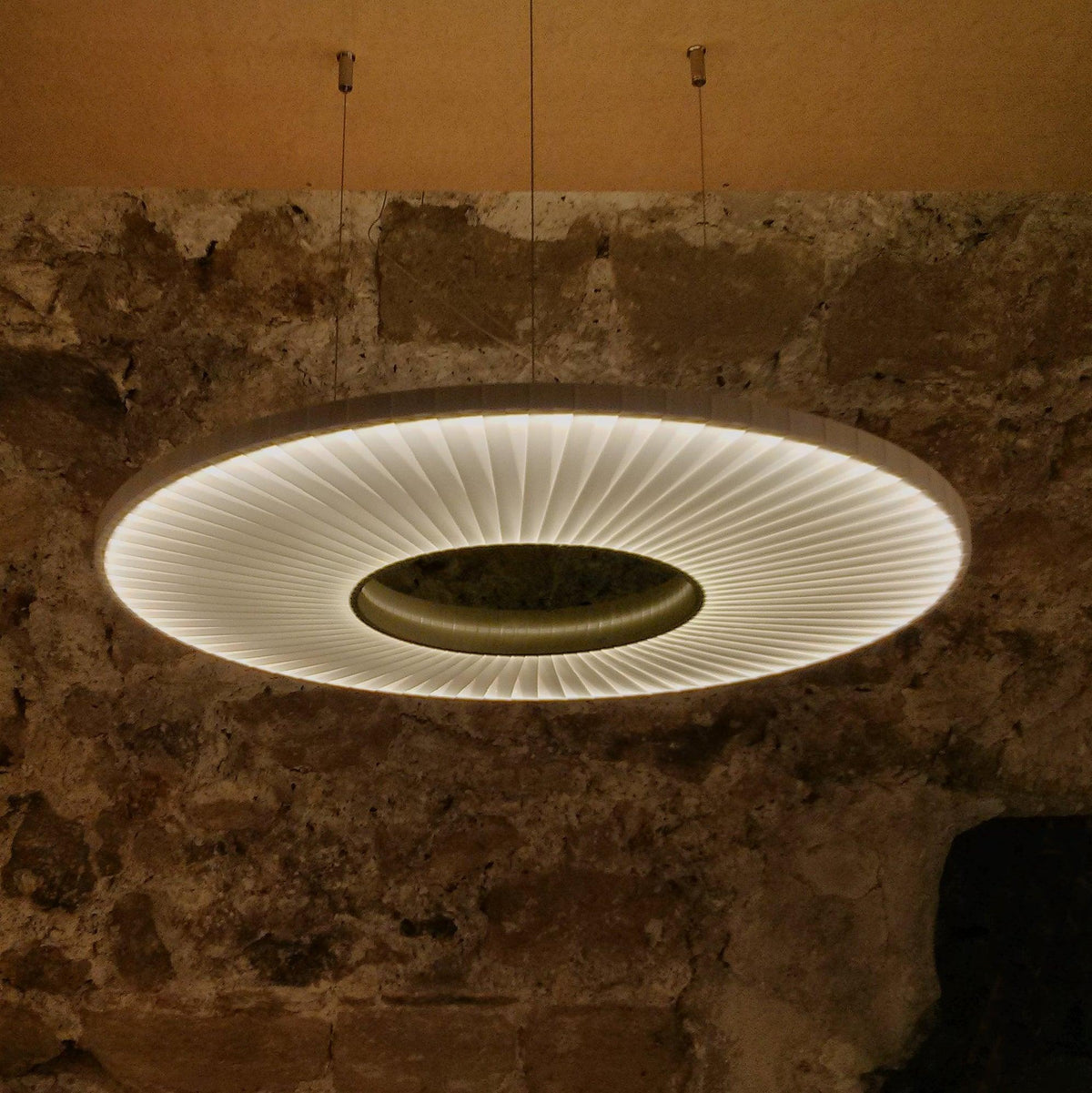 Pendant Lamp | Integrated LED & Fabric Shade | Damp-Rated