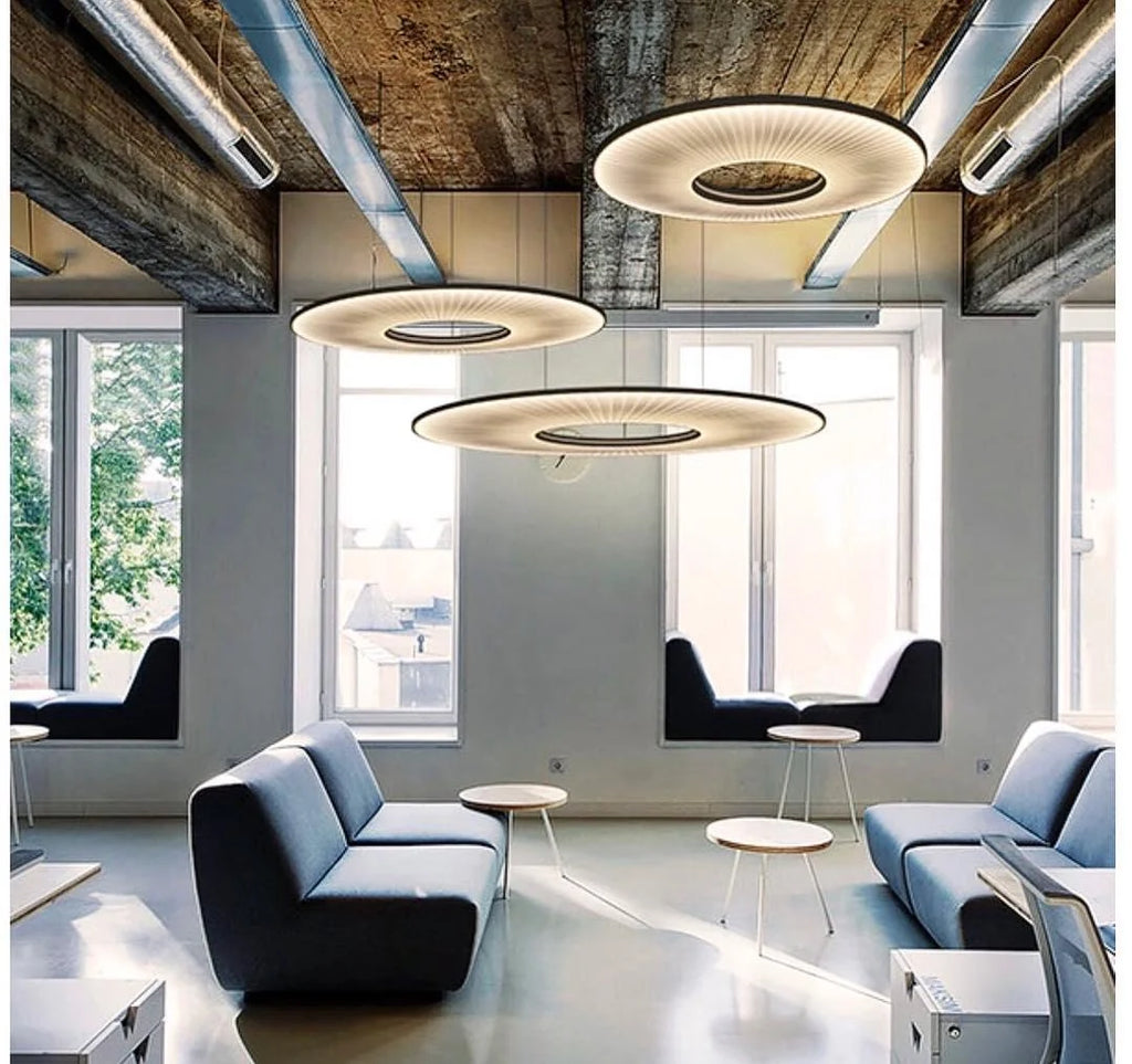 Pendant Lamp | Integrated LED & Fabric Shade | Damp-Rated