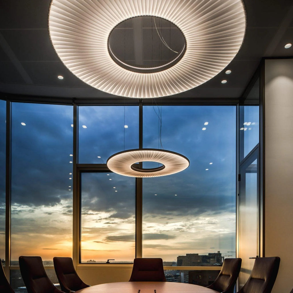 Pendant Lamp | Integrated LED & Fabric Shade | Damp-Rated