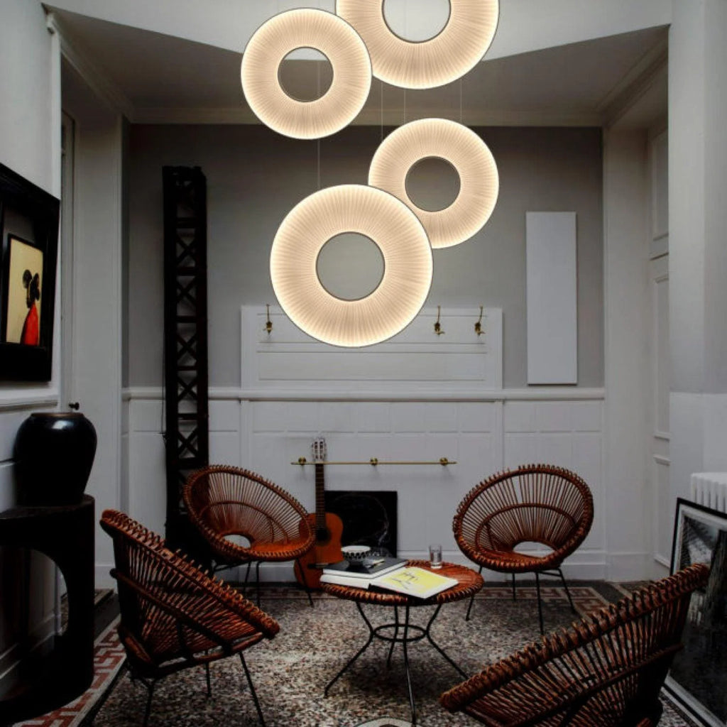 Pendant Lamp | Integrated LED & Fabric Shade | Damp-Rated