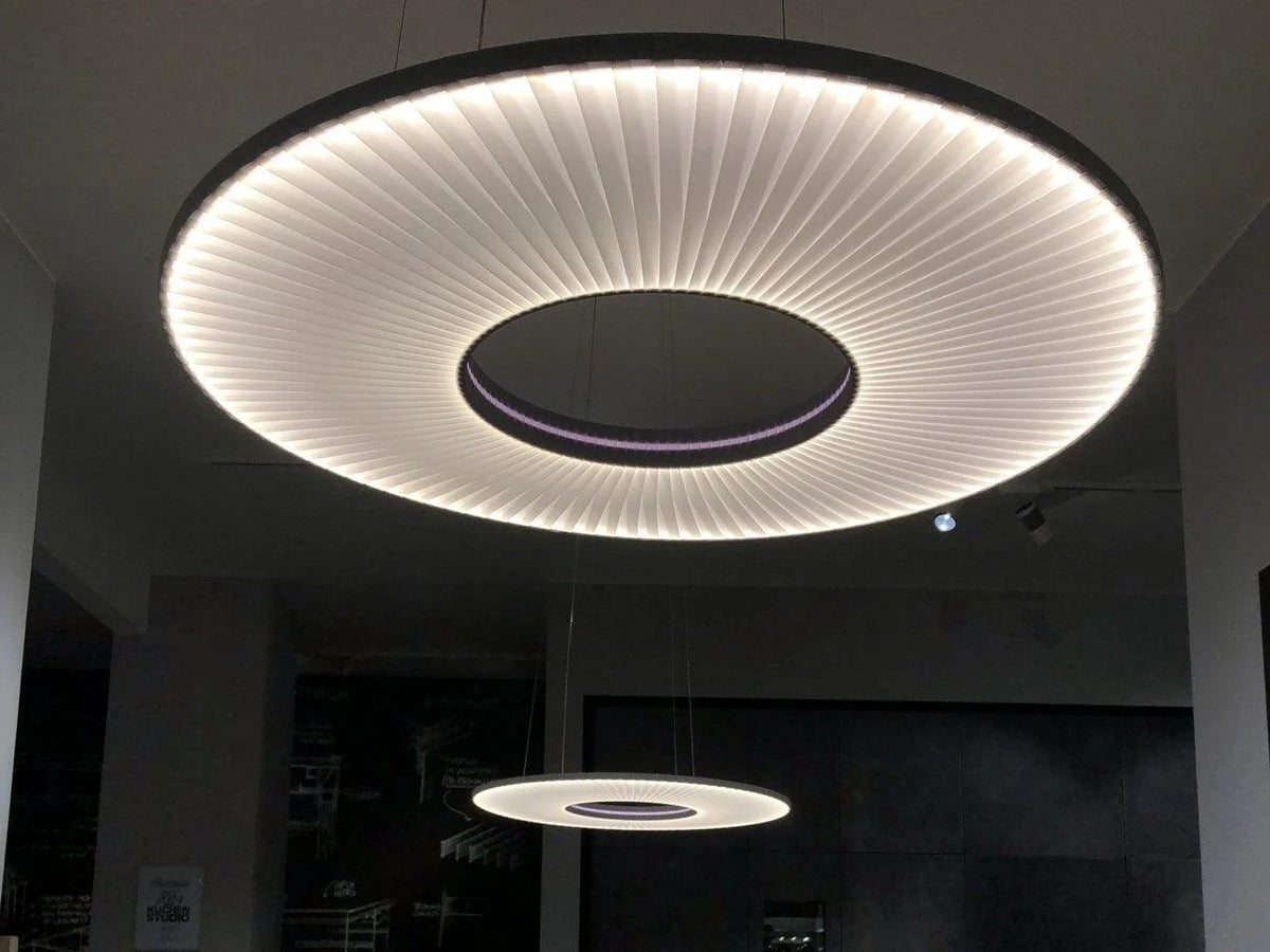 Pendant Lamp | Integrated LED & Fabric Shade | Damp-Rated