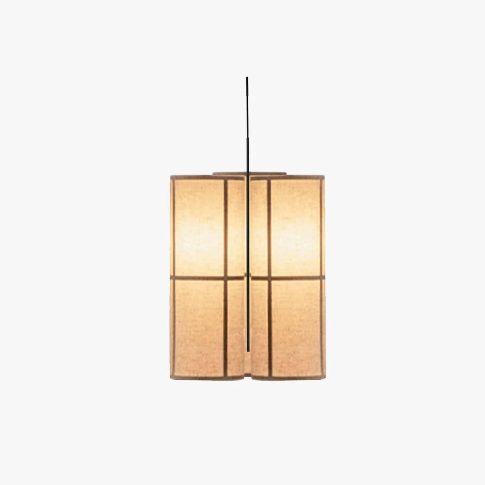 Pendant Lamp | Japanese-Inspired Fabric Shade & Metal Frame | Bulb Included