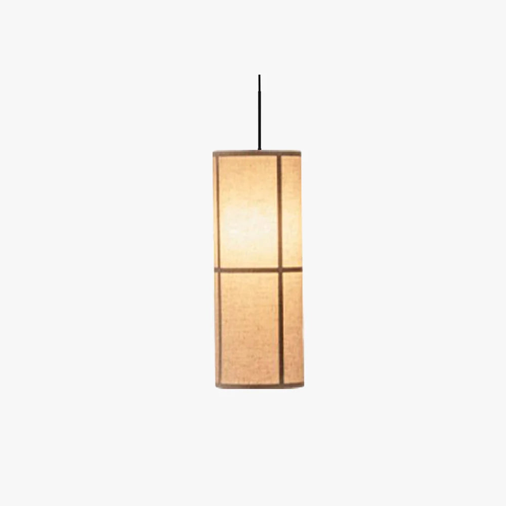 Pendant Lamp | Japanese-Inspired Fabric Shade & Metal Frame | Bulb Included
