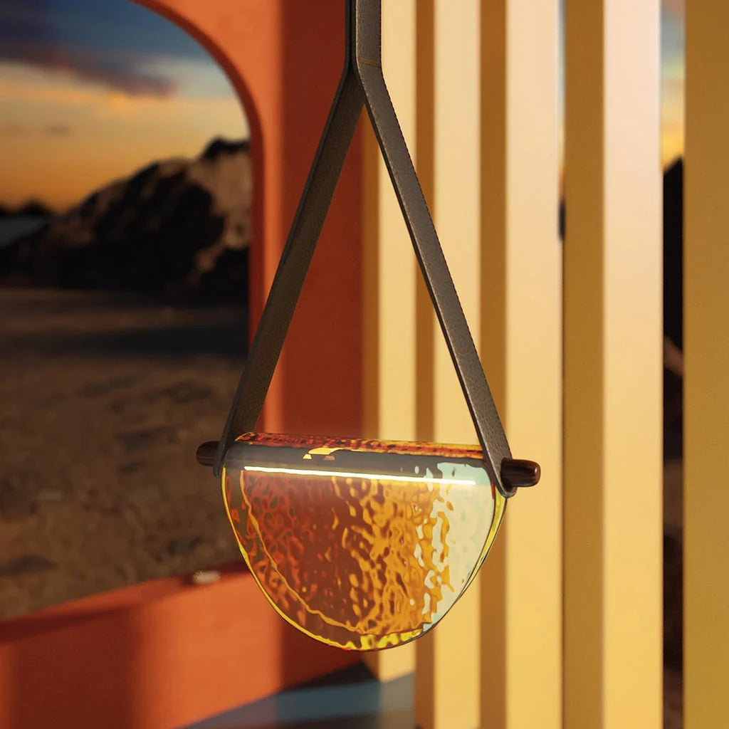 Pendant Lamp | Leather & Wood Body & Integrated LED