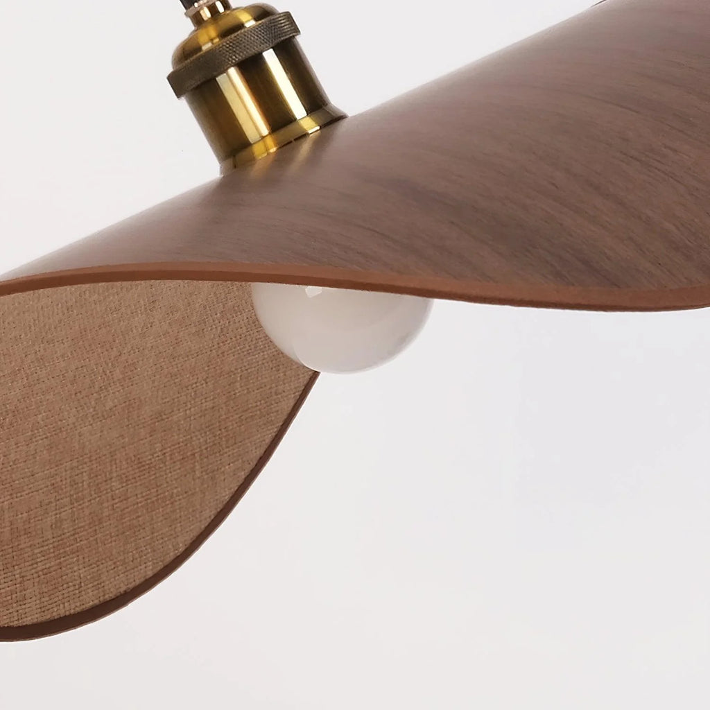 Pendant Lamp | Linen Fabric Shade & Walnut Accent | Adjustable Cord