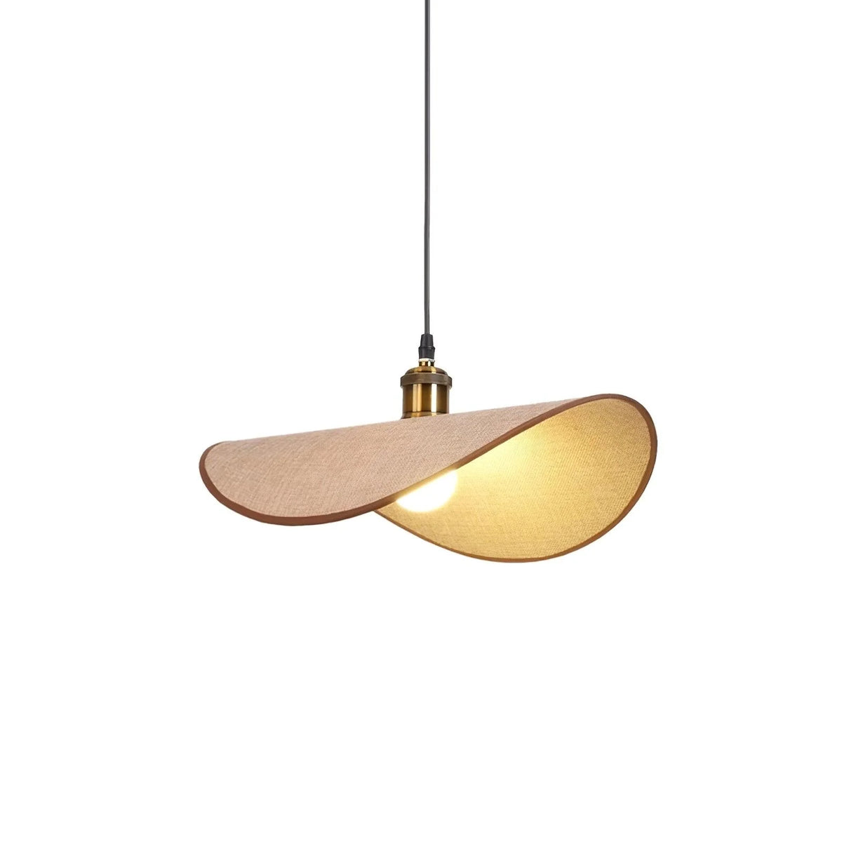 Pendant Lamp | Linen Fabric Shade & Walnut Accent | Dia 35–50 cm
