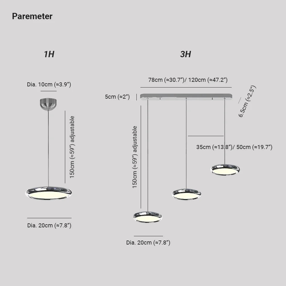 Pendant Lamp | Metal & Acrylic Multi-Head LED Built-In