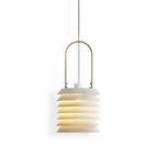 Pendant Lamp | Minimalist Lantern Iron Body & Wood Finish | 20.5 cm Diameter