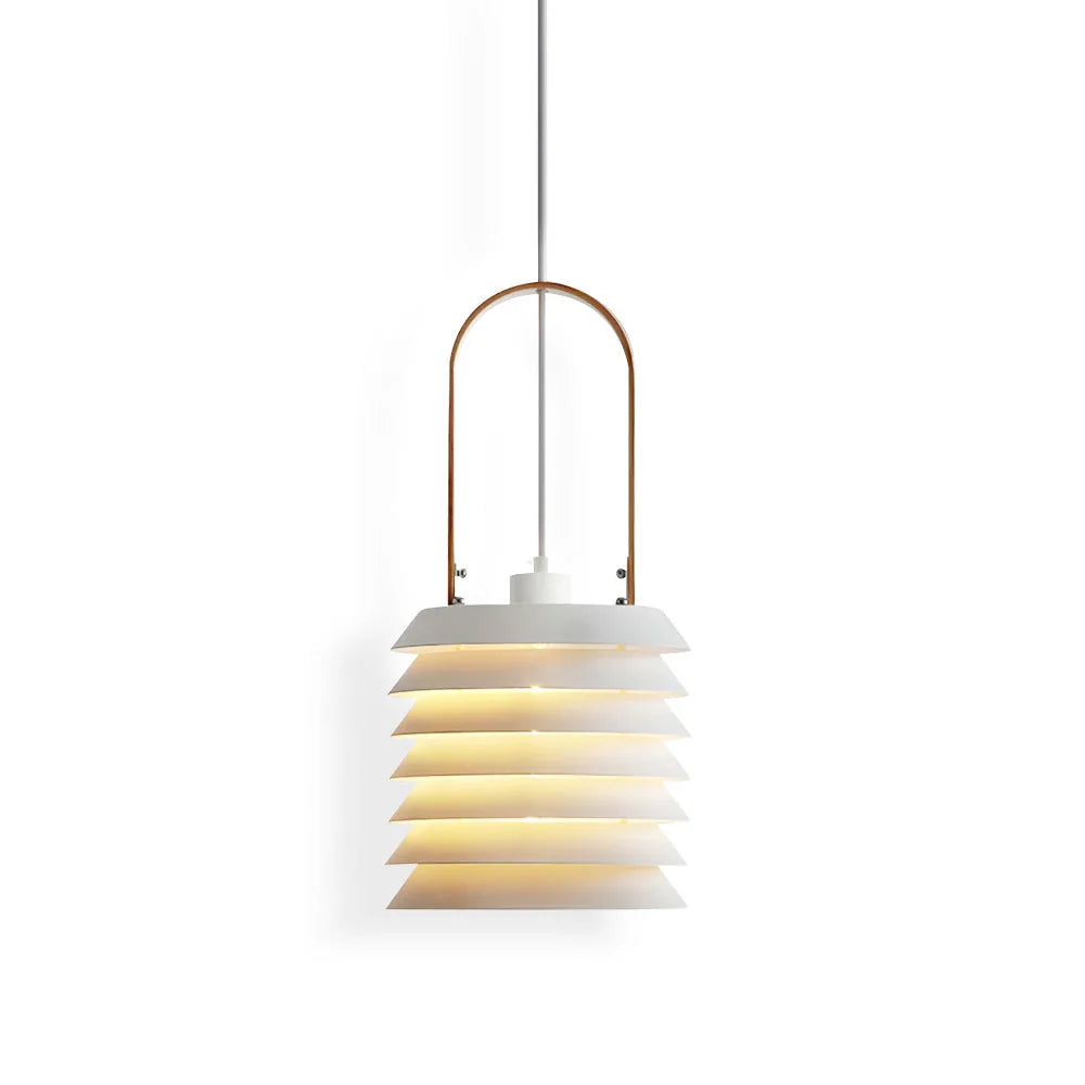Pendant Lamp | Minimalist Lantern Iron Body & Wood Finish | 20.5 cm Diameter