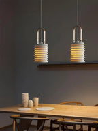 Pendant Lamp | Minimalist Lantern Iron Body & Wood Finish | 20.5 cm Diameter