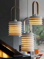 Pendant Lamp | Minimalist Lantern Iron Body & Wood Finish | 20.5 cm Diameter