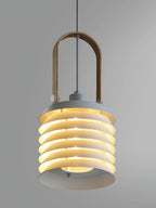 Pendant Lamp | Minimalist Lantern Iron Body & Wood Finish | 20.5 cm Diameter