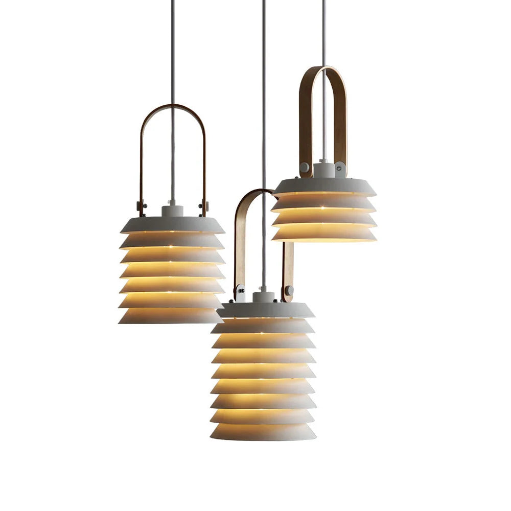 Pendant Lamp | Minimalist Lantern Iron Body & Wood Finish | 20.5 cm Diameter