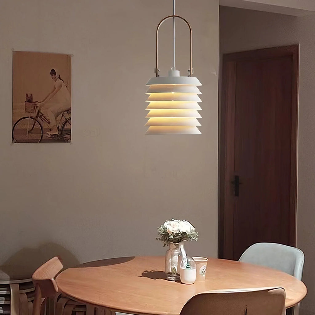 Pendant Lamp | Minimalist Lantern Iron Body & Wood Finish | 20.5 cm Diameter