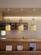 Pendant Lamp | Minimalist Lantern Iron Body & Wood Finish | 20.5 cm Diameter