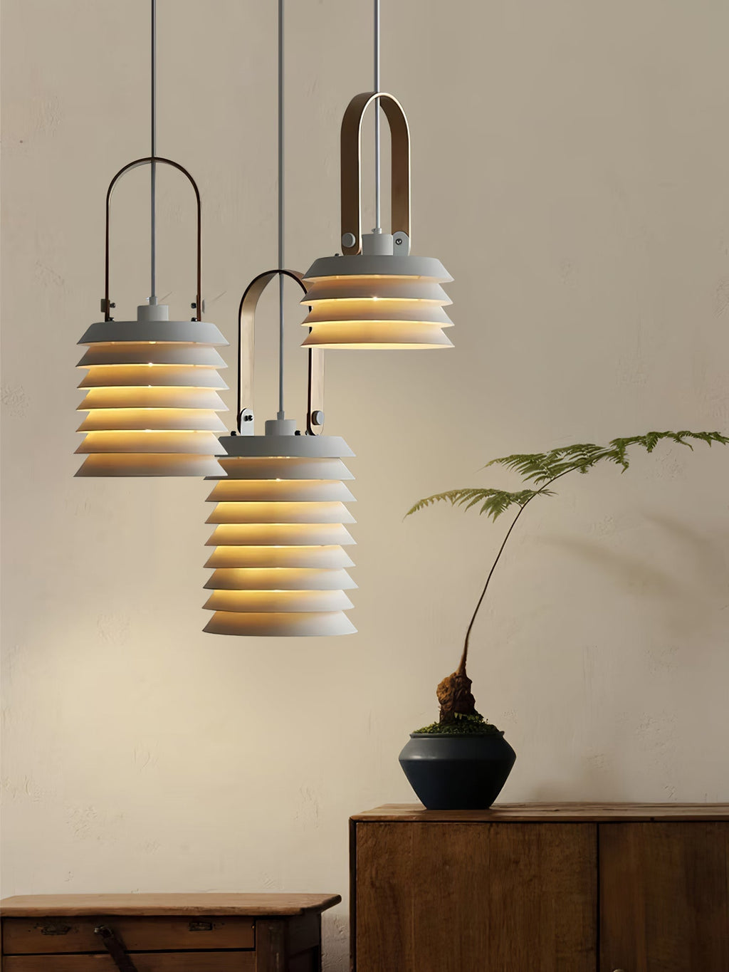 Pendant Lamp | Minimalist Lantern Metal Body & Wood Finish | ∅ 20.5 cm