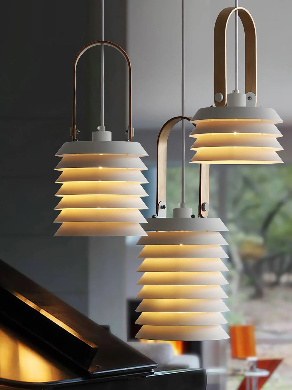 Pendant Lamp | Minimalist Lantern Metal Body & Wood Finish | ∅ 20.5 cm