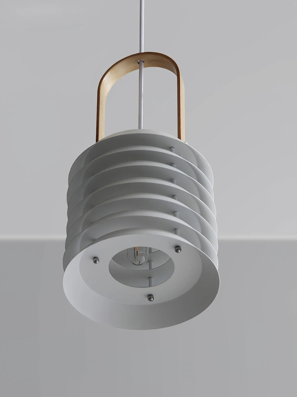 Pendant Lamp | Minimalist Lantern Metal Body & Wood Finish | ∅ 20.5 cm