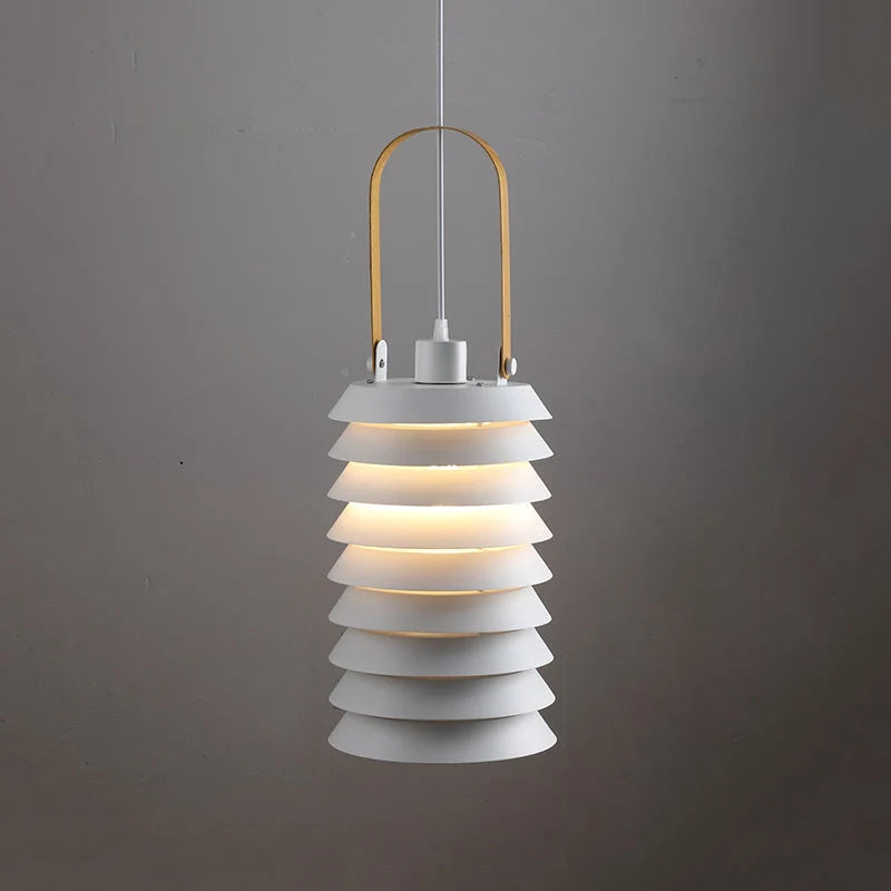 Pendant Lamp | Minimalist Lantern Metal Body & Wood Finish | ∅ 20.5 cm