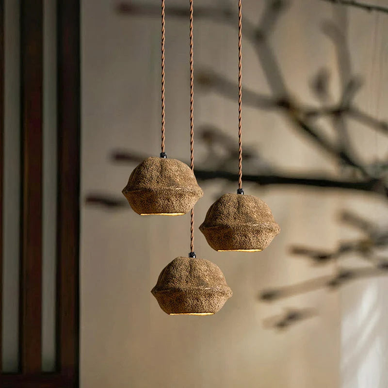 Pendant Lamp | Monkey Bowl Tree-Bark & G9 Socket | 170 cm Cable