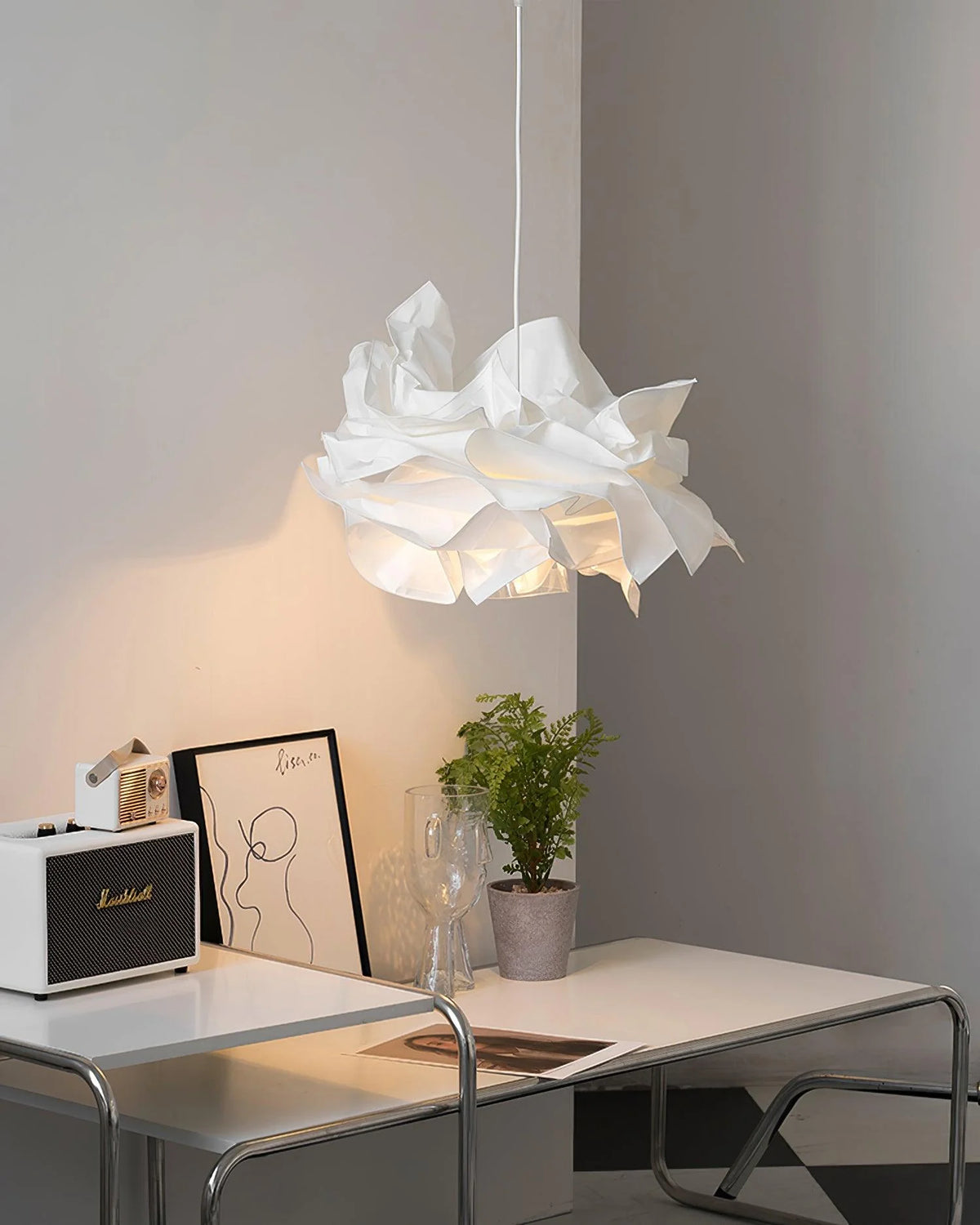 Pendant Lamp | Origami Paper Shade & Metal Frame | 3 Sizes
