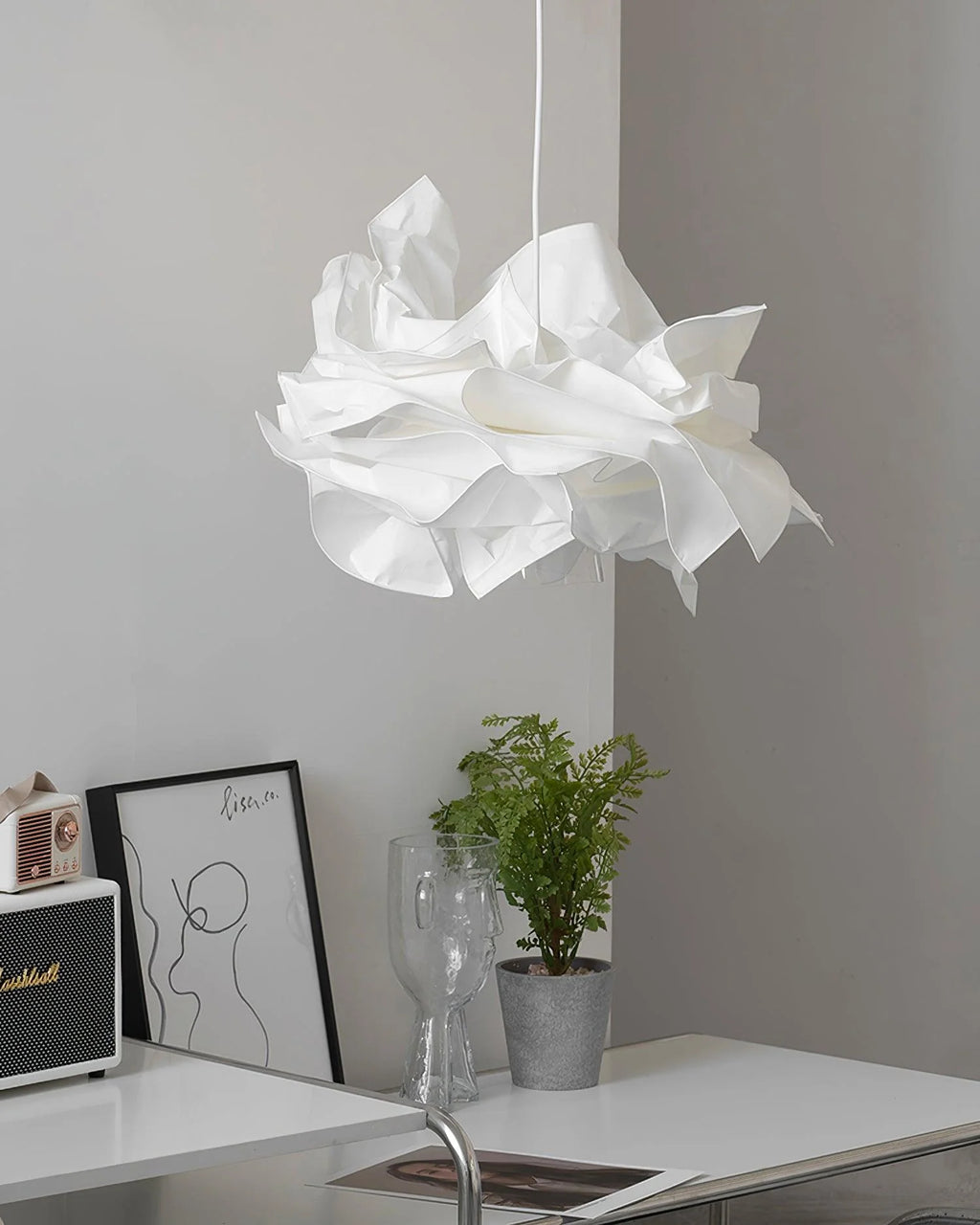 Pendant Lamp | Origami Paper Shade & Metal Frame | 3 Sizes